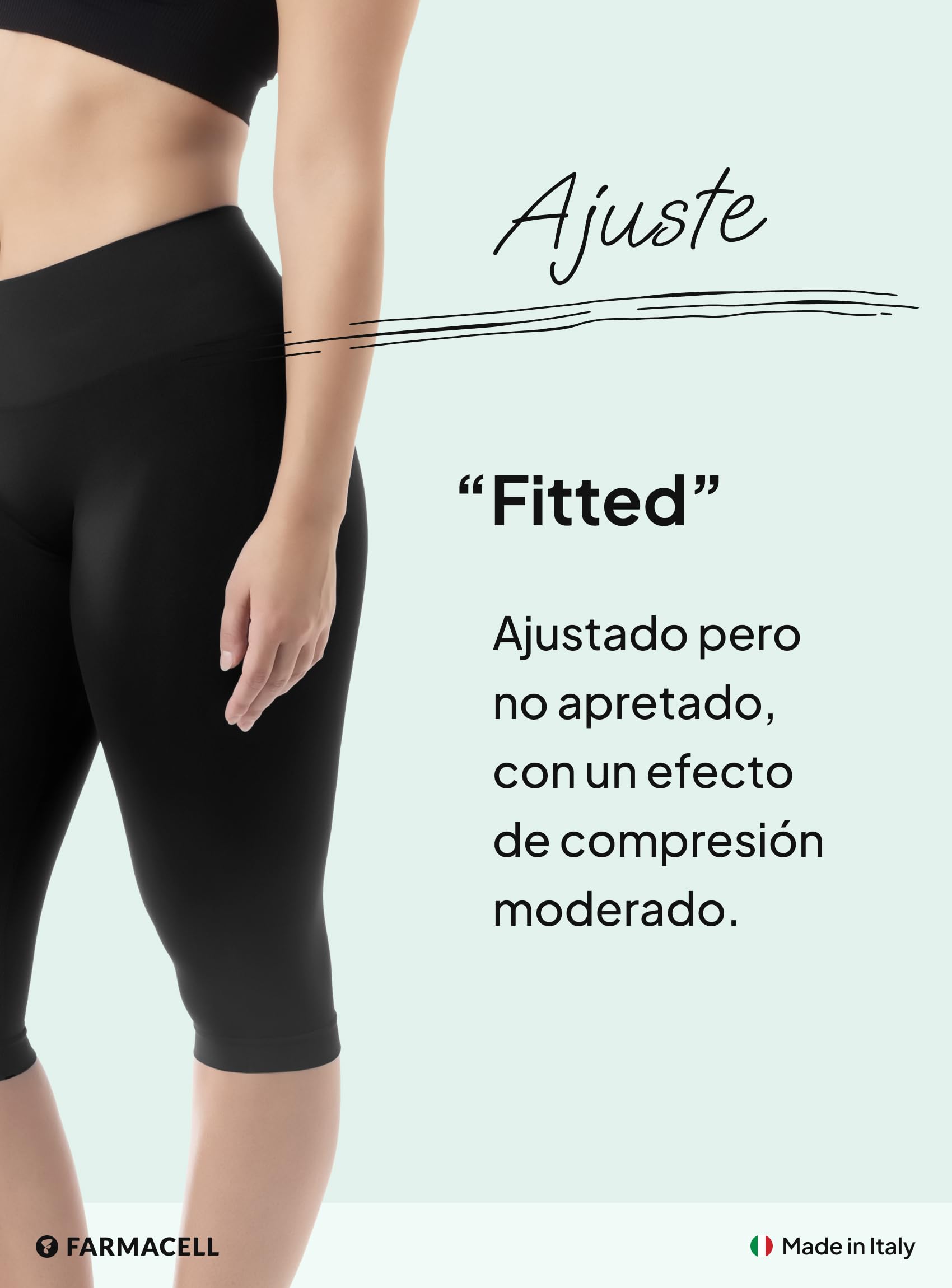 Farmacell Faja Pantalón Capri Mujer con Efecto FIR Anticelulitis, Made in Italy, 604Y
