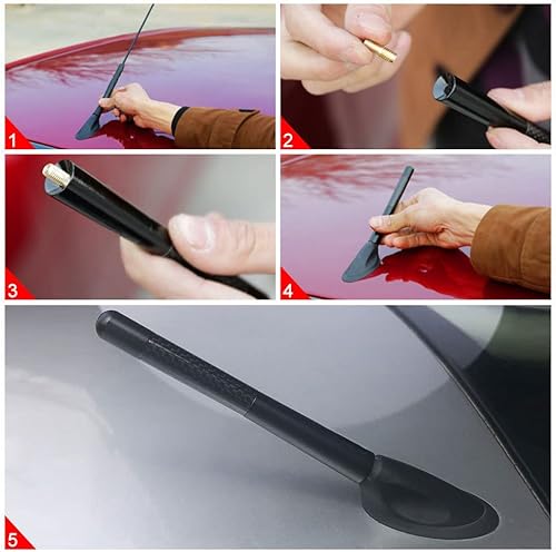 Miniatura 5 de Jsorum - Antena automotriz corta de fibra de carbono de 4.7 pulgadas, antena de radio de fibra de carbono corta, antena de fibra de carbono,