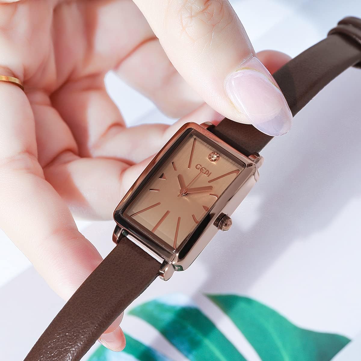 TOOCAT Women Wrist Watch Mini Ultra-Thin Elegant Simple Square Quartz Watches with Leather Strap 30M Waterproof Analog Watches for Females Students Ladies - Image 4