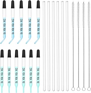 10 PCS Eye Dropper,DanziX Bent & Straight Tip Calibrated Glass Medicine Droppers 1ml Eye Dropper with Brushes and Stirring Rod