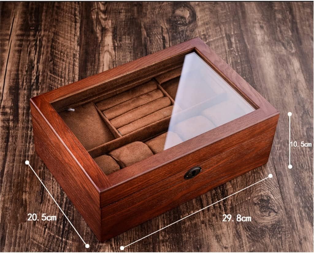 Wood Jewelry Gift Box Velvet Interior Necklace Earring Watch Bracelet Organizer Jewellery Storage Display Case
