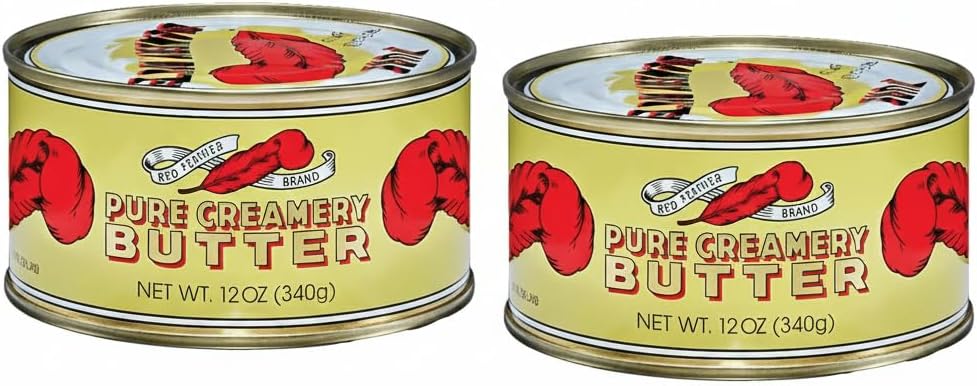 Red Feather Canned Butter A real butter from new Zealand-100% pure no artificial colors or flavors-Great For Hurricane Preparedness Emergency Survival Earthquake Kit-(2 Cans/12Oz Each)