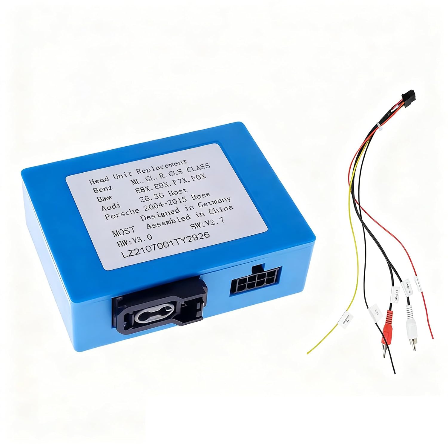 LEXXSON Optic Fiber Decoder for Mercedes-Benz R/GL/ML/S W221/CLS and Porsche 911/Cayman, Optic Car Radio Stereo Audio Converter Amplifier Connector for BMW E9X E7X EOX and Audi