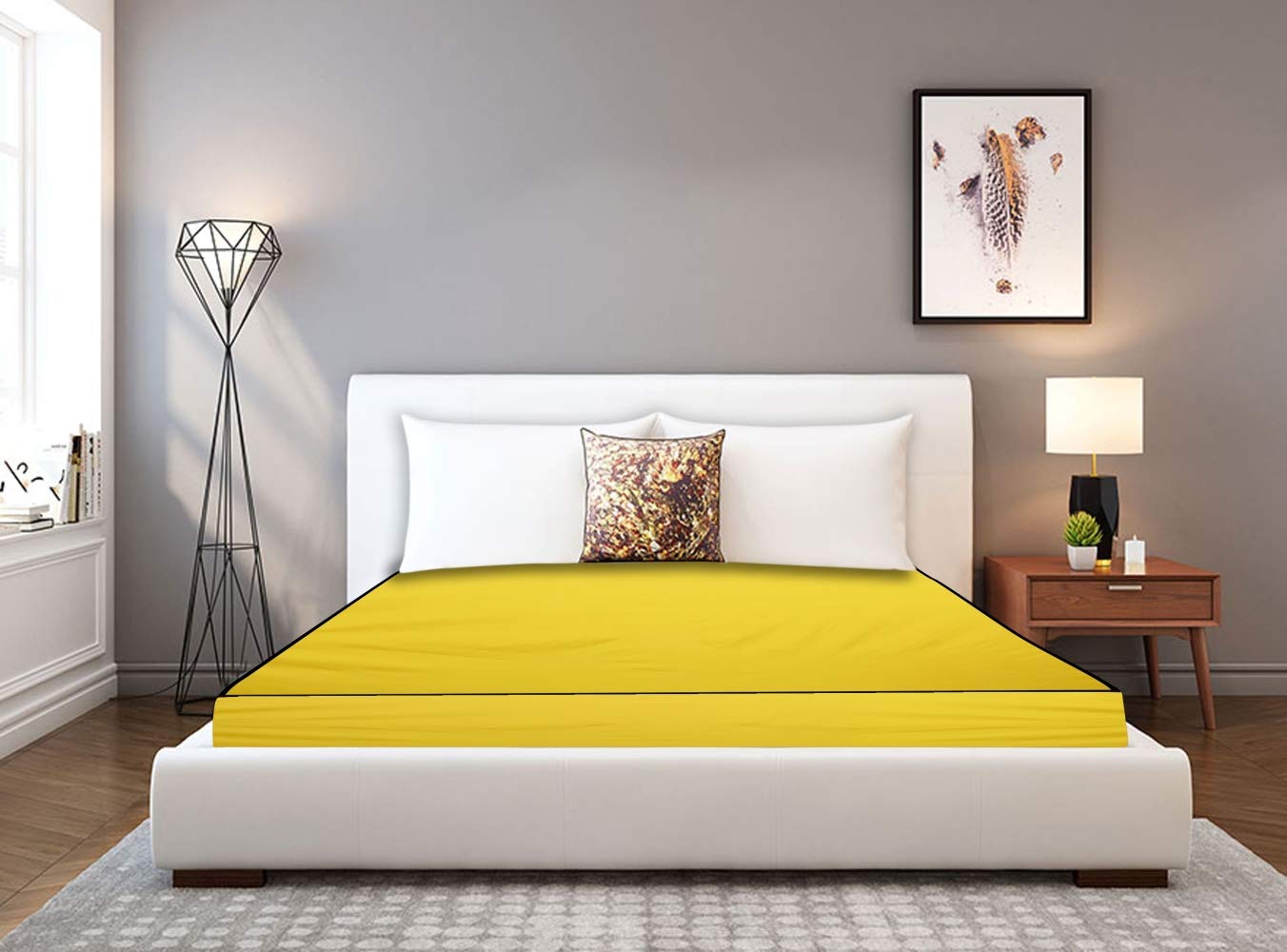 Stylista Mattress Protector Waterproof/Hypoallergenic Polyester King Size LxW 75x72 Yellow-picture-12