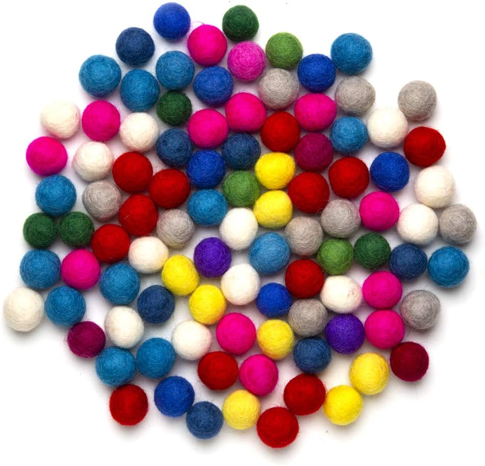 Feltfriend 100 Pieces Pure Wool Felt Balls, Wool Beads, Pom Poms, Garland, Diameter 20 mm / 0.78 Inch (Assorted Colors)
