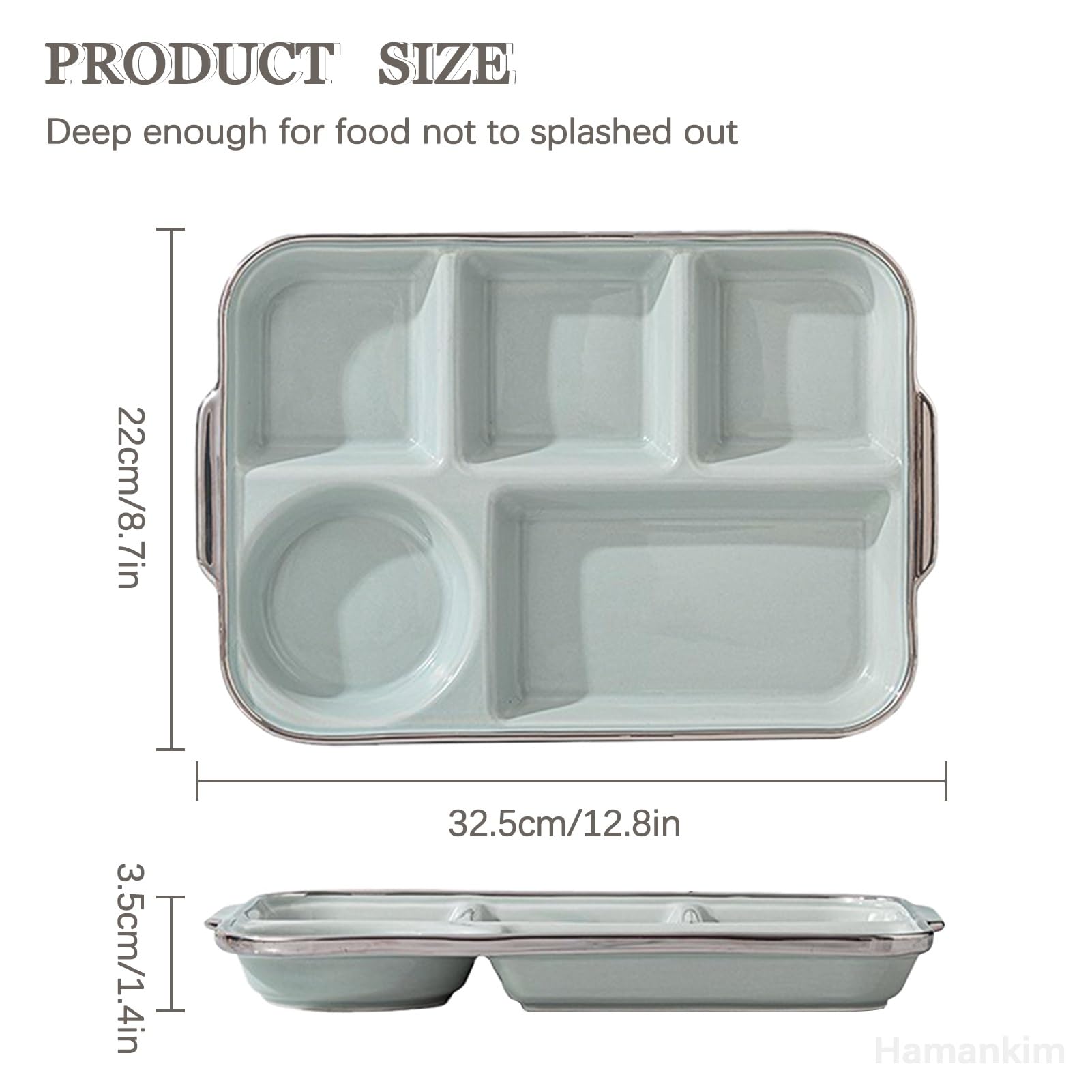 Plateaux de service Plateau à snacks, Assiette divisée en porcelaine for régime bariatrique for repas équilibré, grand plateau à compartiment profond, passe au micro-ondes et au lave-vaisselle, 1 pièc