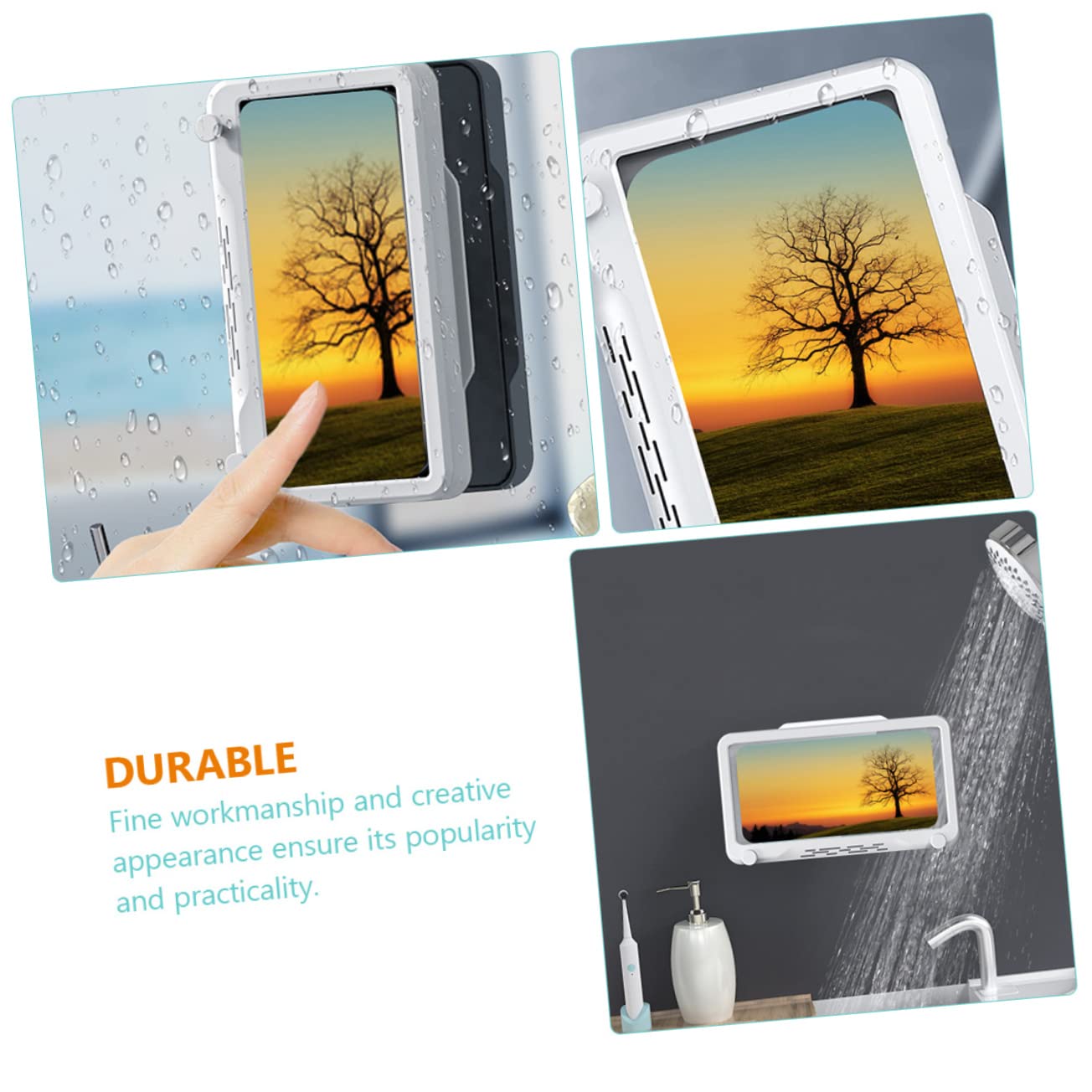 Mikikit 3stücke Dusch Handyhalterung Drehbar wasserdichte Wandmontage Für Smartphones Lochfreies Design Für Badezimmer Mit Aromatischer Funktion Elegantes