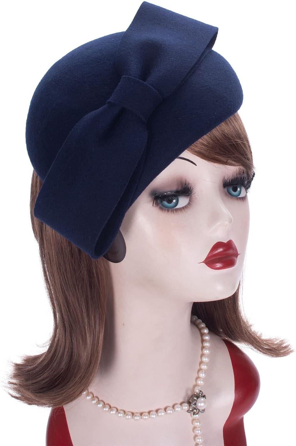 Lawliet Teardrop Women 1940s Wool Felt Fascinator Hat Bow Tam Beret Casque A568