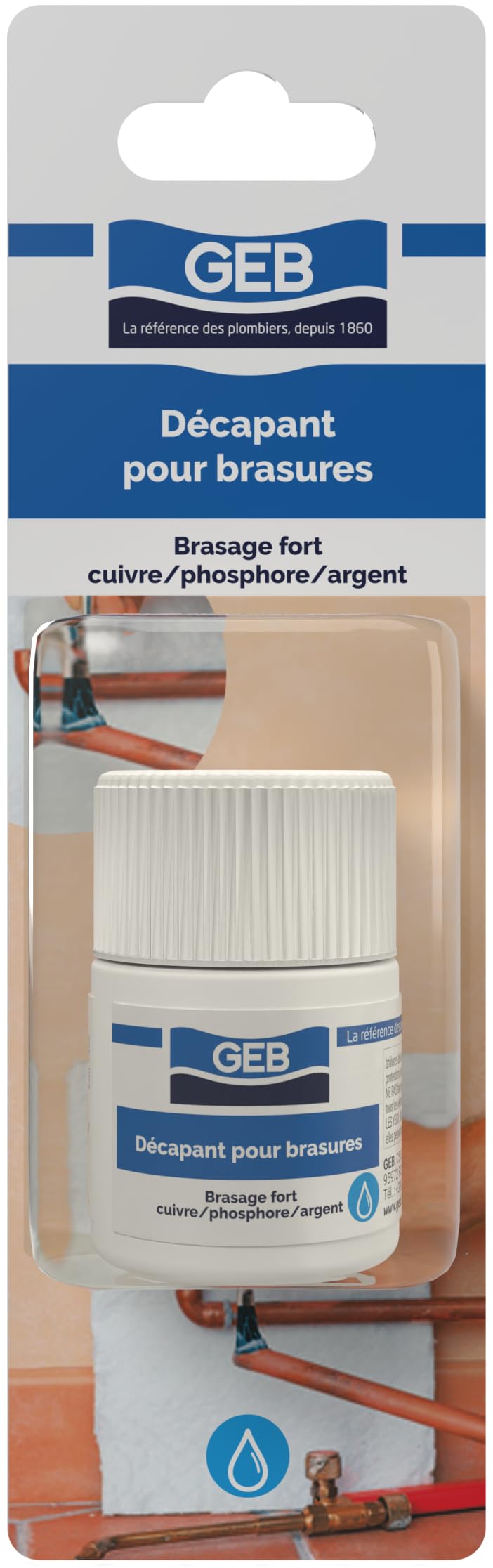Décapant pour brasure forte cuivre GEB 30 g anti oxydation pour une soudure étanche à l'argent