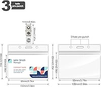 Vista 2 de Paquete de 10 portatarjetas de identificación con clip de metal para tarjetas de identificación, soporte de plástico para tarjetas de identificación
