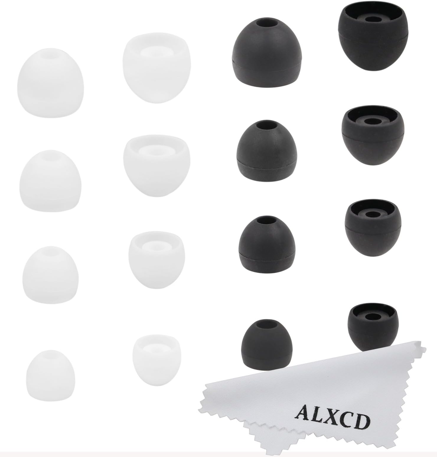 ALXCD Eartips for Audio Technica ATH-IM70 ATH-IM50 Earphone,(XS S M L) 4 Sizes 8 Pair Silicone Replacement Ear Tips Gel Cushion, Fit for Audio Technica ATH-IM70 ATH-IM50 [Black/White](8 Pair)