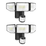 Battery Operated LED Flood Light Outdoor, 2000LM 6500K Motion Sensor Security Lights, IP65 Waterproof, Battery Powered Motion Detector Outdoor Light for Yard Garage - 2 Pack