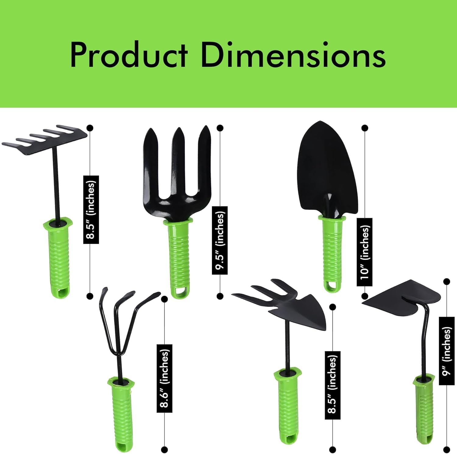 RK_Enterprises 6 Pcs Garden Tools Set (Hand Fork, Trowel, 3 Tooth Rake Cultivator, 2 Shovel and Two Head Hoe) Terrace Balcony Gardening Accessories Kit for Home Garden Essential Farming