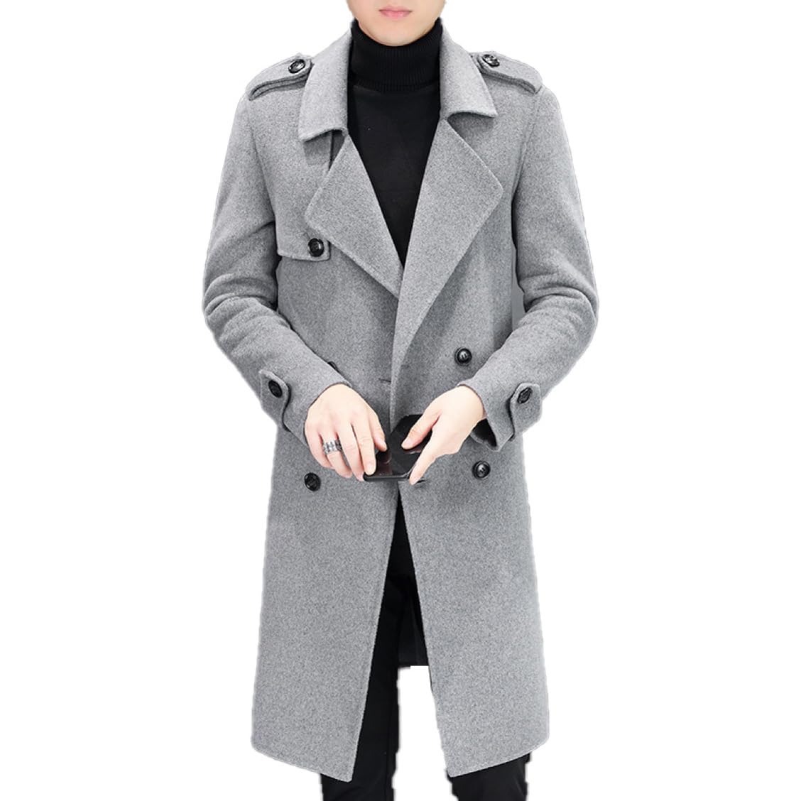 【美品】スリードッツ ウールジャージ素材 メンズ チェスターコート L グレー Size:XL_Color:グレー [FCYTZ] メンズ コート ロング ウール