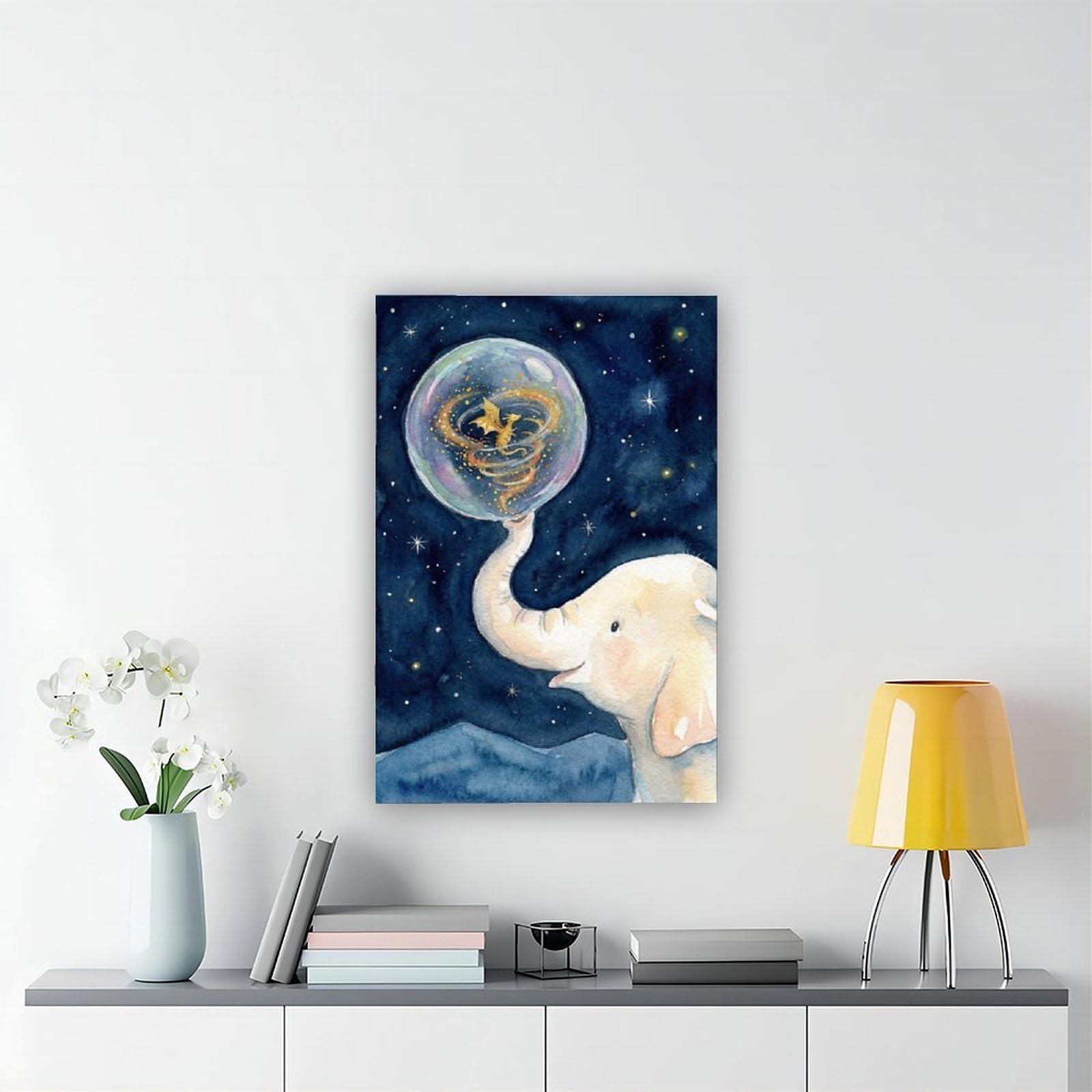 Poster su tela con elefante e drago, decorazione per camera da letto, idea