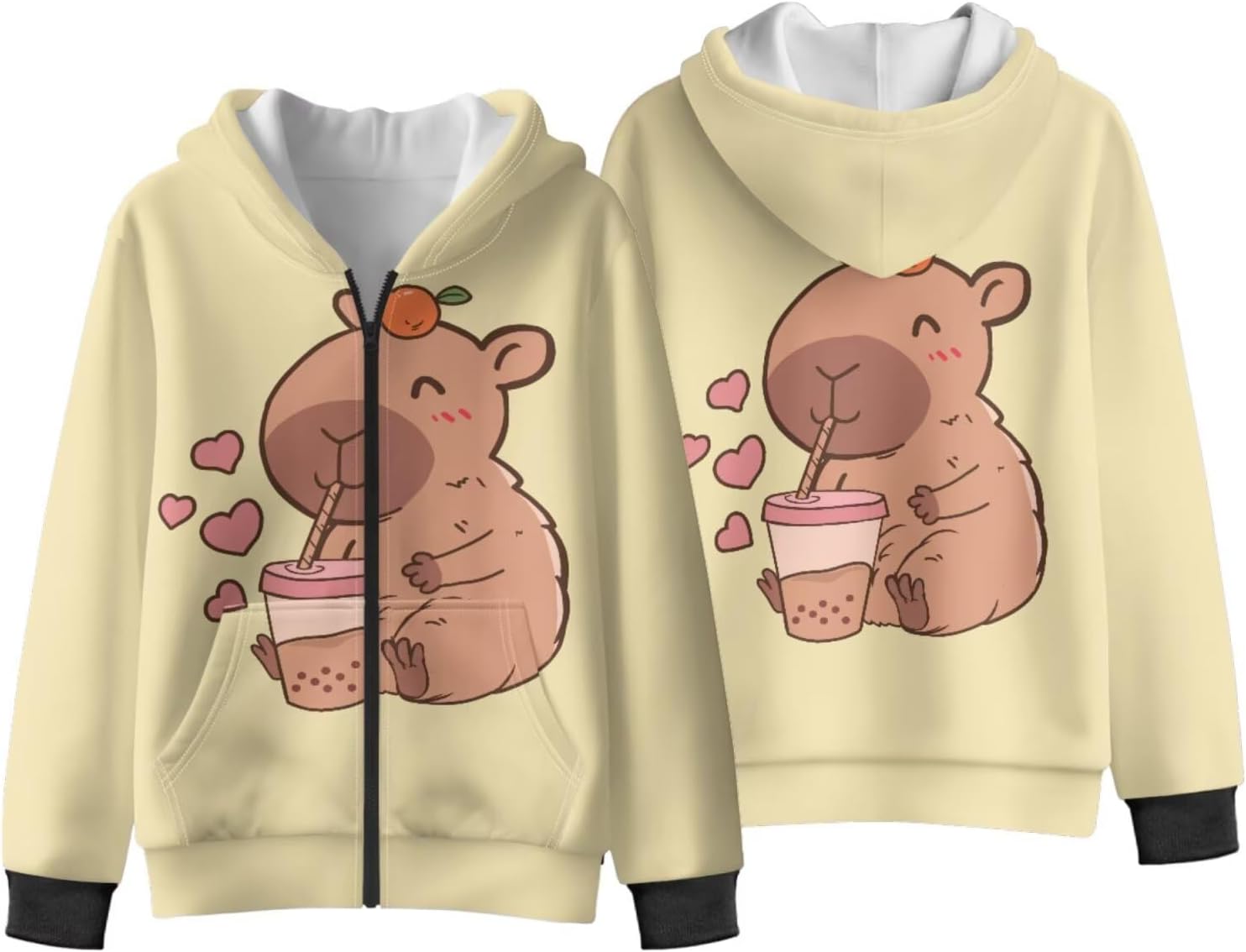 Girls Oversized Hoodies Warm Cute Full Zip Long Sleeve Sweatshirts School Outdoor Fashion Pullover Top with Pockets