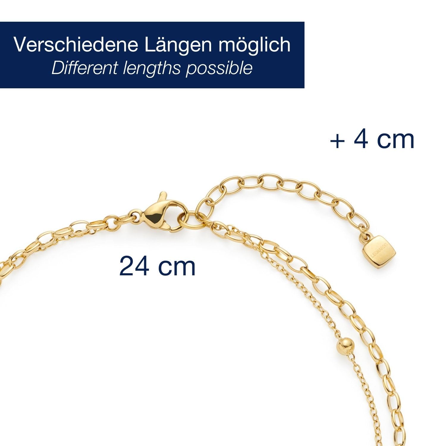JEWELS BY LEONARDO Fußkette Ciao Cleo • Fuss-Kettchen aus goldfarbenem Edelstahl • zwei feine Kettenstränge und einer schlichten Süßwasserperle • 24-28 cm Länge • Geschenk für Damen • 024988