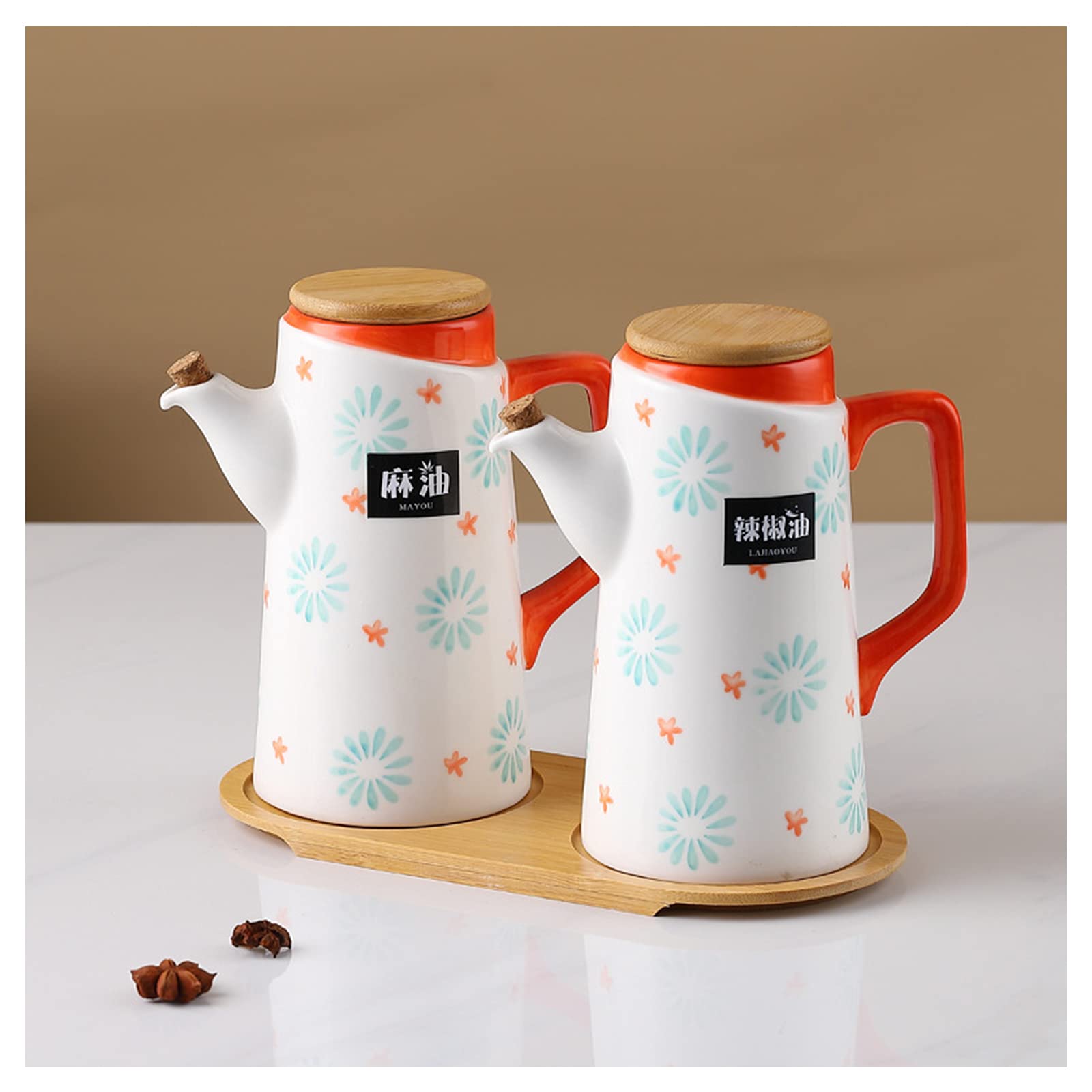 Vinagre Salsa De Soja Botellas Vinagre y Botella Salsa de Soja Blanco Aceiteras Cocina de Ceramica Dispensadora de Condimento Frasco