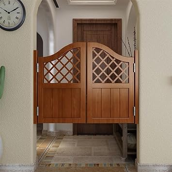 Zanotva Cafe Swinging Doors,Indoor Premade Louvered Cafe Saloon Door,Kitchen Restaurant Emporium Terrace Entrance Partition Swing Door,Auto Close Hinges Color Brown, Size W 28 x 32in