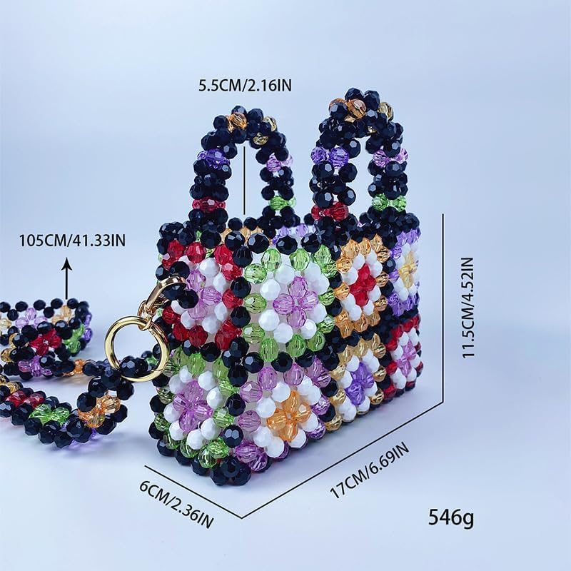 QTKJ Crossbody Bags for Women, Colorful Beaded Clutch Bag，Evening Bags With Removable Chain, Handbags for Women Party Wedding Travel - Image 6