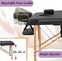 Vista 3 de BestMassage Cama de masaje portátil de 23 pulgadas de ancho, altura ajustable, 2 plegables con bolsa no tejida para spa, masaje de pies, cuidado