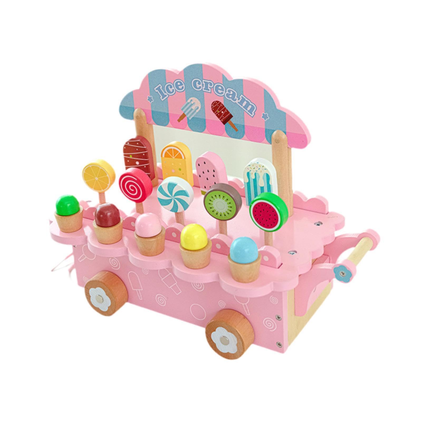 Cuisine en Bois pour Enfants, Jeu de rôle, Accessoires de Cuisine colorés, idée Cadeau pour Enfants, comptoir à Glaces, Cadeau d'anniversaire, etc. Ensemble de Jeu en