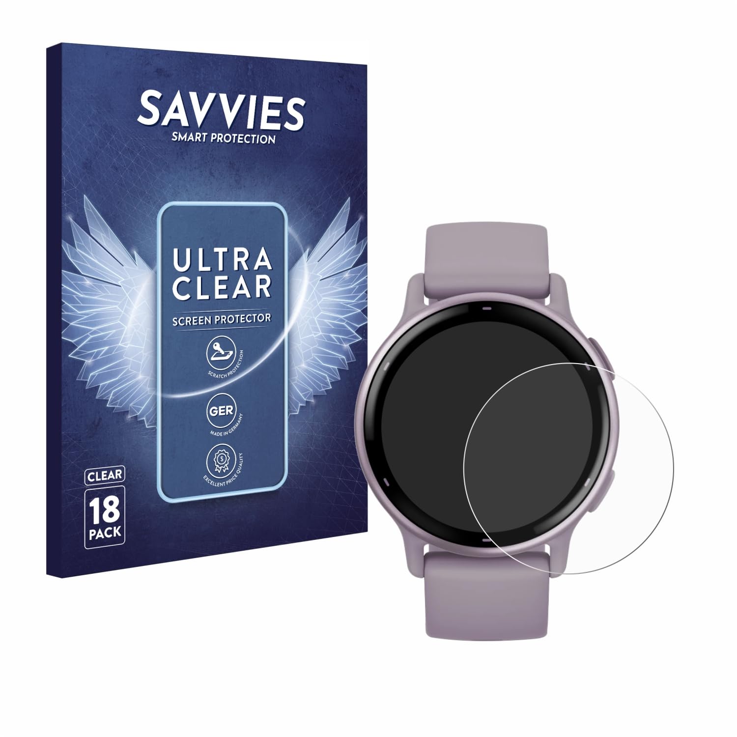 Savvies Protector De Pantalla Para Garmin Vivoactive 5, Pack De 6 Unidades, Película Ultra Transparente, Sin Burbujas, Fácil De Instalar