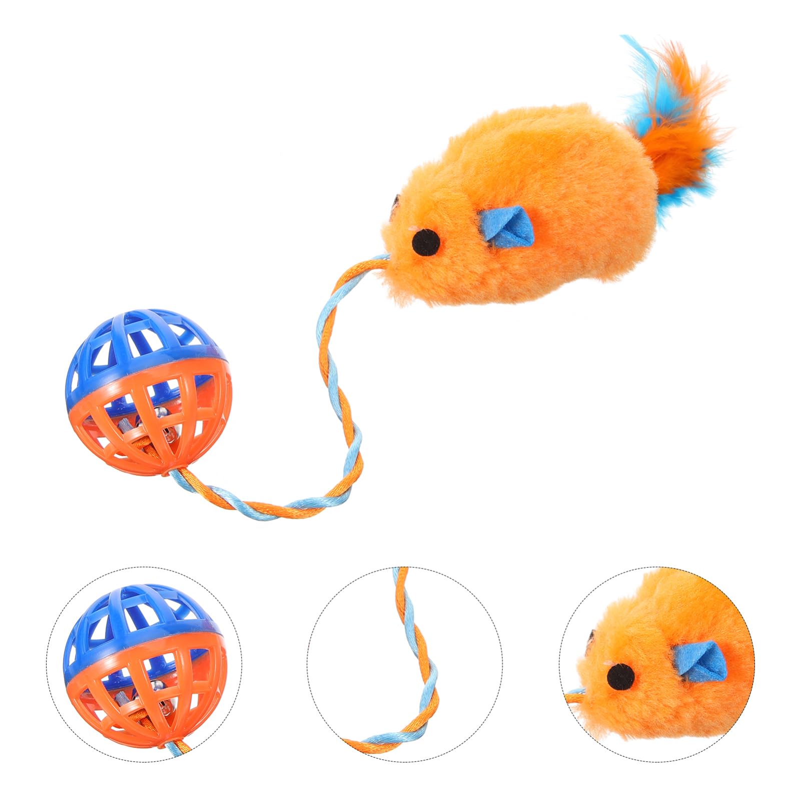 Jouet Souris pour Chaton Interactif avec Clochette en Plastique Petit Jouet Portable Orange pour Animaux Domestiques Usage Intérieur pour Chats Adultes et Chatons