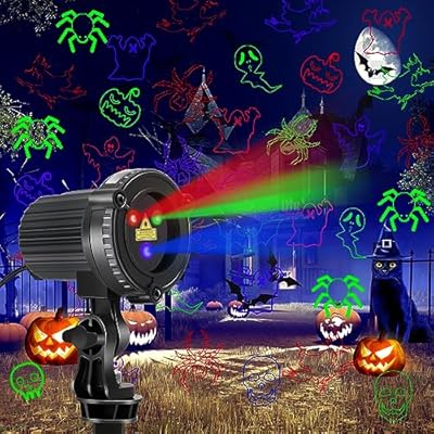 Halloween Outdoor Projection Light,Halloween Holographic Projector Light,3 Colors RGB 20 Dynamic Patterns Combination,IP65 Waterproof Rating,Halloween Party Lights,Halloween Outdoor Decoration Lights