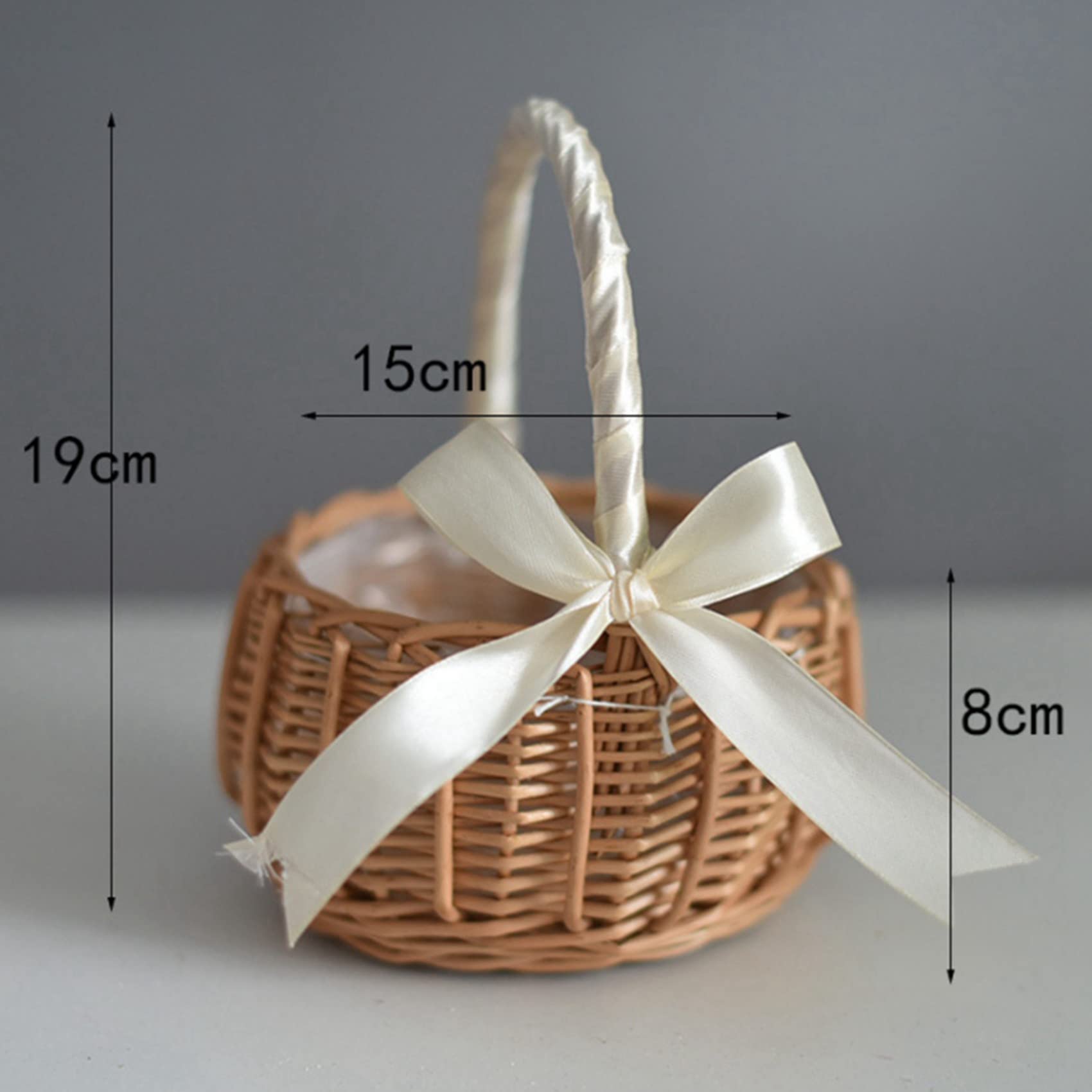 4X Gewebter Blumen Korb Rattan Aufbewahrung Korb Blumen MäDchen Hand Korb Handgemachter Blumen Korb mit Schleife, S.
