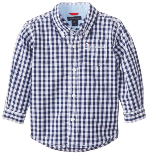 Tommy Hilfiger Baby-Boys Newborn Long Sleeve Baxter Shirt, Flag Blue, 12 Months