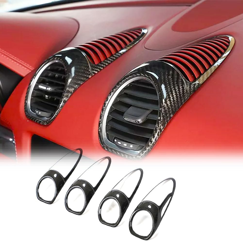 MCARCAR KIT Carbon Fiber Air Conditioning Outlet Decoration Cover for Porsche 718 2016-2021 Boxster Cayman Car Air Vent Outlet Trim Cover auto Accessories