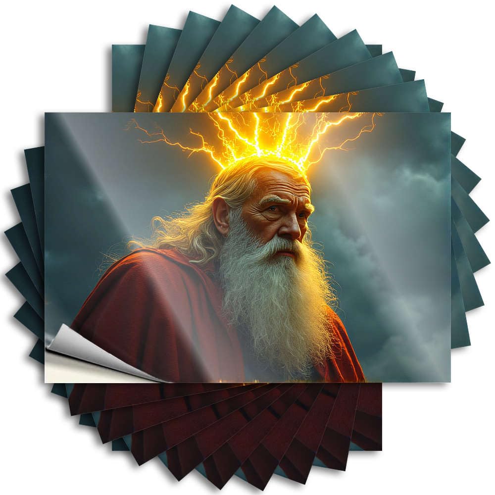 an Elderly Man with Lightning Emanating from His Head Core Man Cave Stuff - Tattoos Hard Removable Vinyl Decal(12X18CM)
