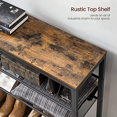 Image of VASAGLE 8 Tier Shoe Rack, Shoe Organizer for Closet, Entryway, 32-40 Pairs of Shoes, Large Shoe Rack Organizer with 7 Metal Mesh Shelves, 11.8 x 39.4 x 59.8 Inches, Rustic Brown and Black ULBS012B01