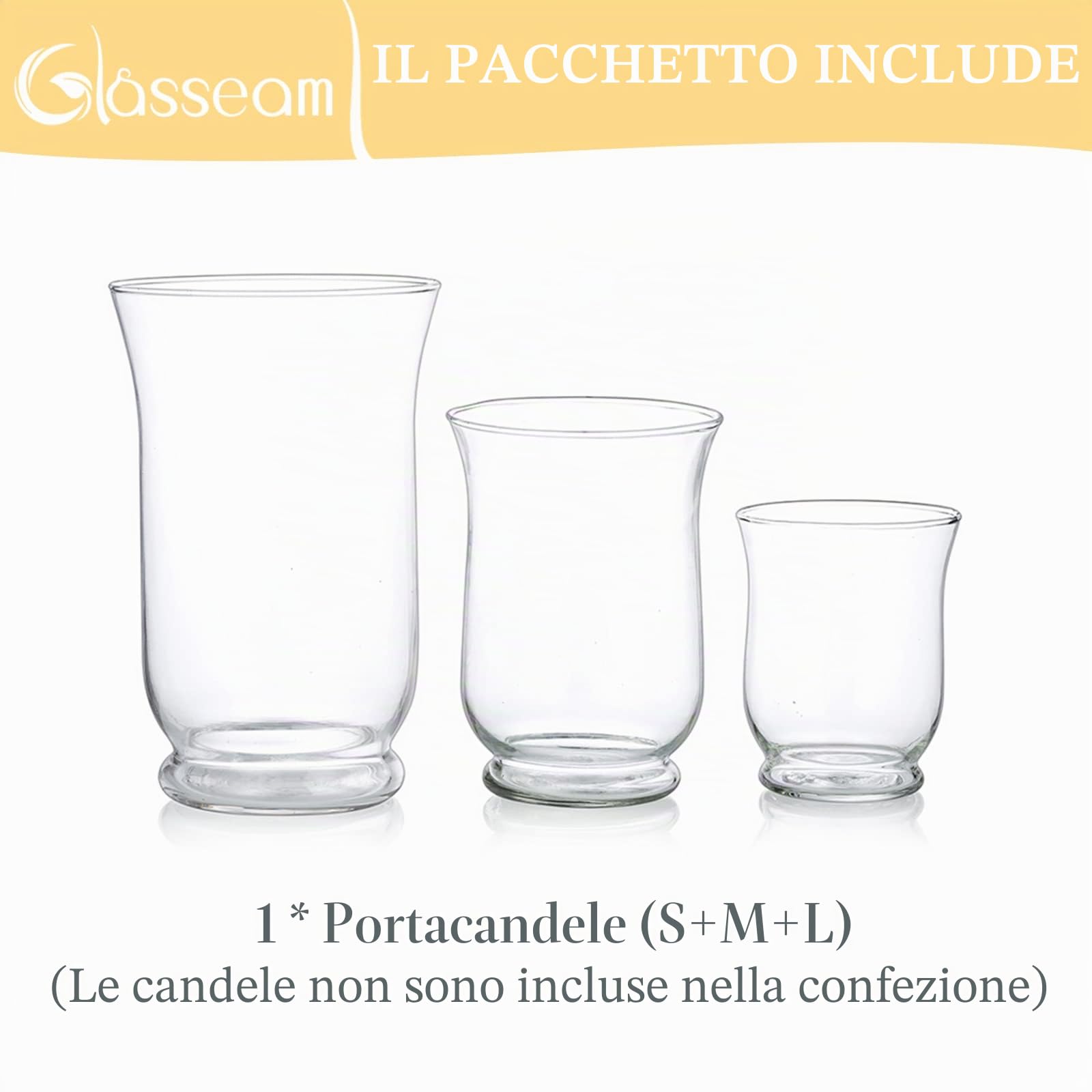 Portacandele Vetro Decorative Moderno: 3 Pz/Set Vaso Interno Shabby Chic Vasetti Per Candele Lunghe Piccole Colonna Galleggianti Votive Tea Light Fiori Tulipani Per Natalizie Matrimonio Centrotavola