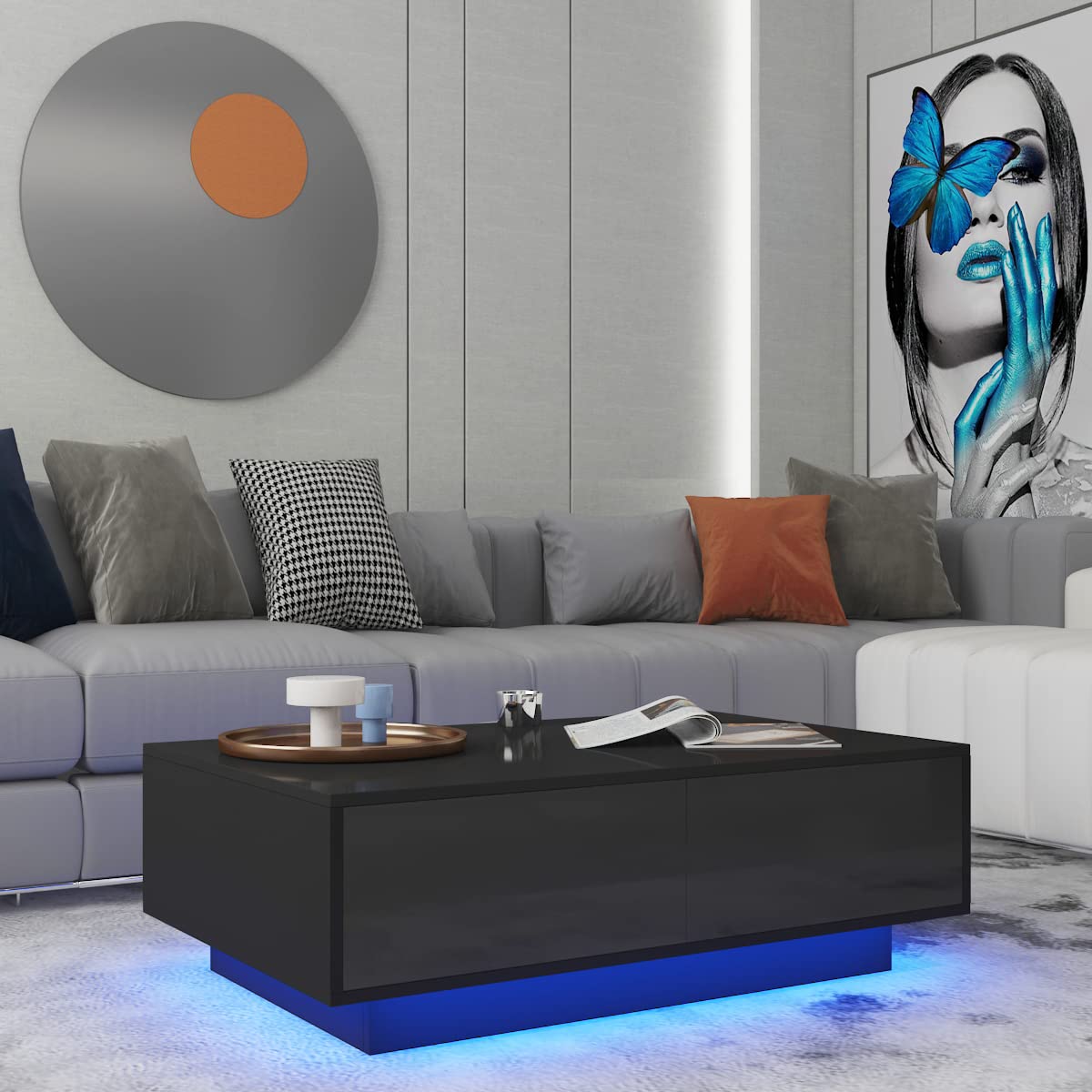 Buy Hommpa LED Coffee Tables for Living Room Modern Coffee Table with 4