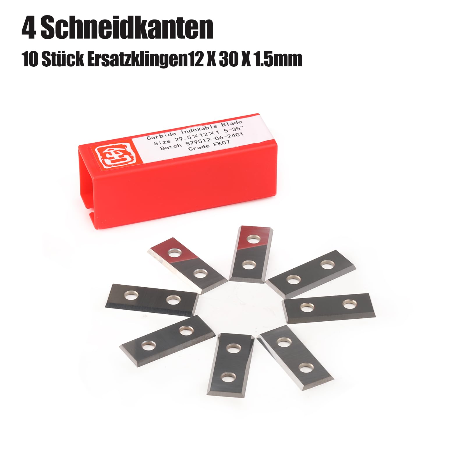 4 Schneidkanten Wendeschneidplatten Austauschbare Hartmetall-Wendemesser 1.5mm Dicke, 10 Stück Ersatzklingen12 X 29.5X 1.5mm, für Wendeplatten Bündigfräser (als Ersatz)