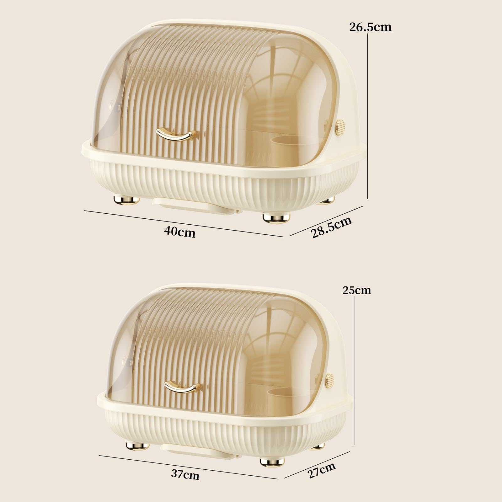 Baoblaze Boîte de Rangement Bouteille Organisateur Séchage Égouttoir Plateau Amovible Couvercle Anti-poussière pour Ustensiles Vaisselle Bébé Cuisine Rangement, S Cream