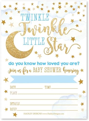 Miniatura 1 de 25 invitaciones de baby shower Twinkle Twinkle Boy, invitación de espolvorear para niño, tema de revelación de género de estrellas pequeñas mixtas,