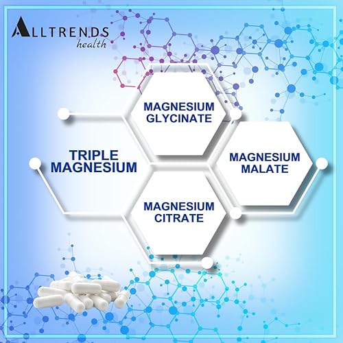 Miniatura 6 de Complejo triple de magnesio  Magnesio de alta potencia 450 mg de glicinato, malato y citrato de magnesio  Alta absorción  Sin OMG, sin gluten, sin