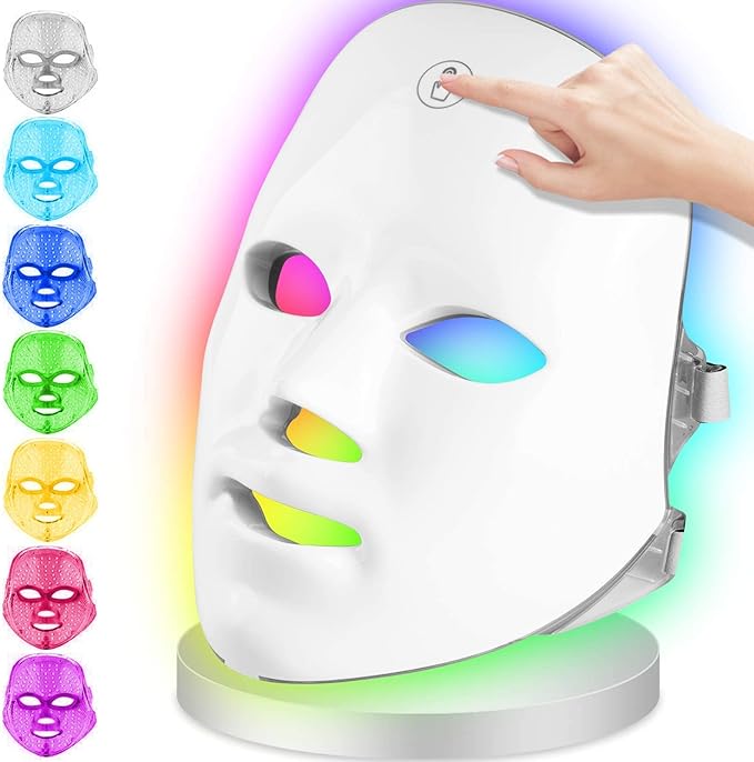 Light Therapy LED Face Mask,【Upgrade】longziming LED Photon Therapy 7