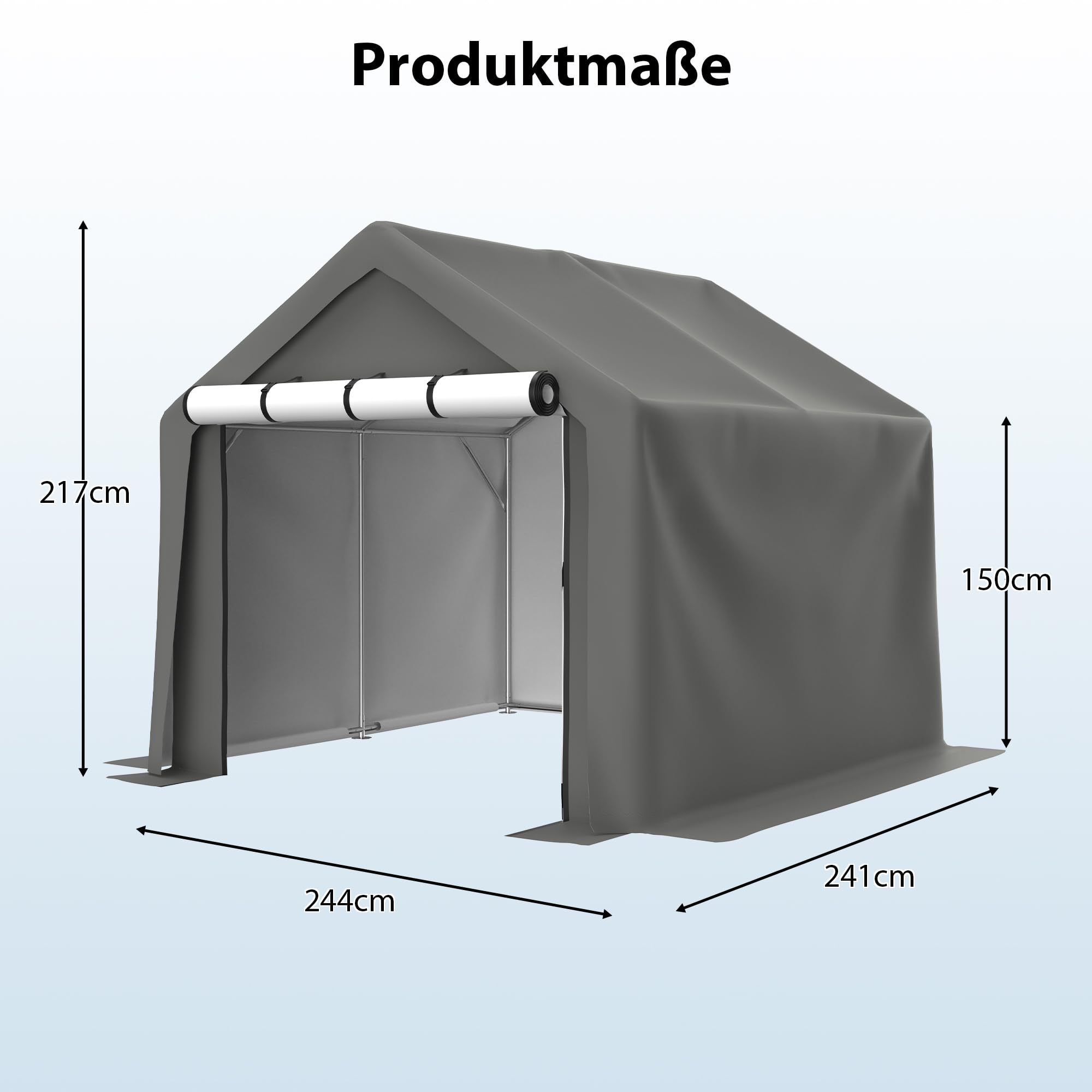 Thanaddo Fahrradgarage Zeltgarage Lagerzelt für 3-6 Fahrräder, Winterfest Geräteschuppen Carport mit UV-Schutz PE-Dach, Fahrradschuppen Motorrad Garage 244x240x220cm, Dunkelgrau
