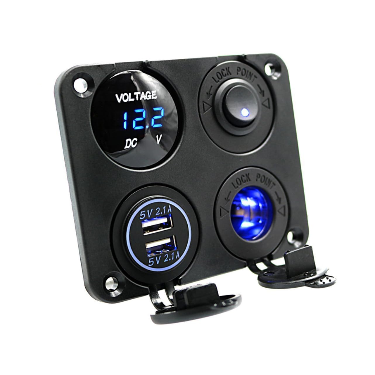 HOMSFOU 2 Stücke 4 1 4-in-1 Ladegerät Buchse Panel 2 1 Eine Dual USB 12-24v Voltmeter Für Auto Boot Marine Rv LKW Handys Ladegerät