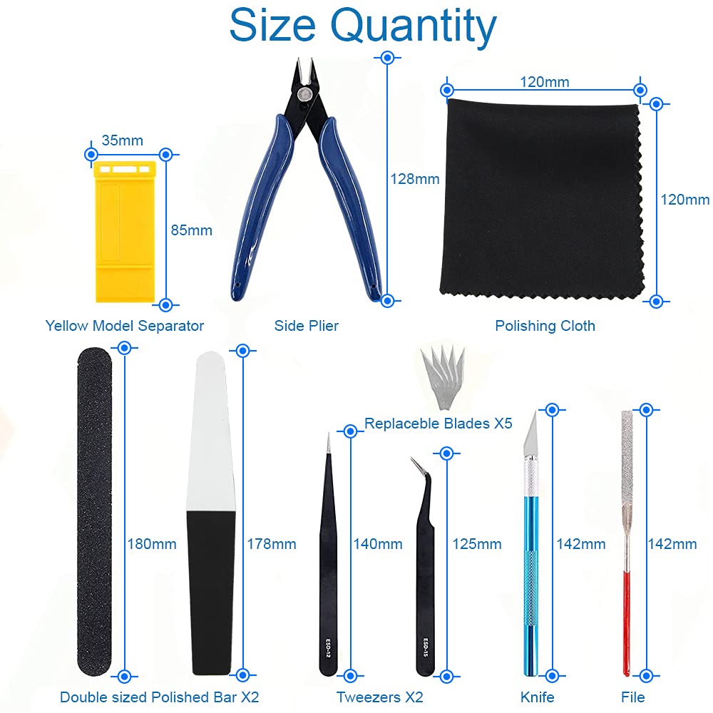 WiMas 17PCS Kit di Strumenti per Modellismo Gundam, Modello Gundam Strumenti di Base, Hobby Building Craft Set per la Riparazione e Il Fissaggio di Modelli