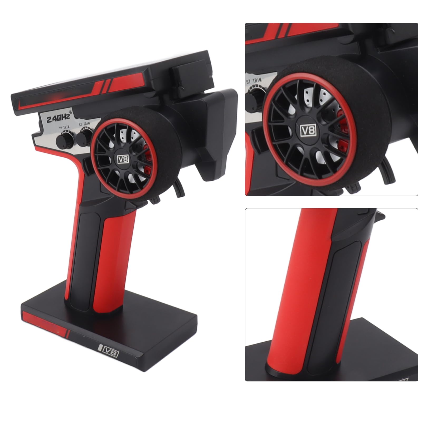 Chiyyak Transmisor Receptor RC para Coche Tanque Barco Negro Rojo Accesorio Duradero Reemplazo Dispositivo de Control Remoto