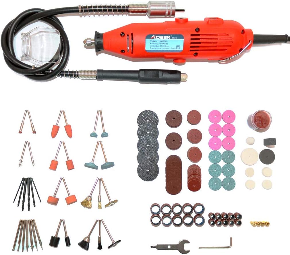 Rotary Tool Kit with Flex Shaft, Variable Speed Electric Engraver Tools with Storage Case Including 200 PCS Multi-functional Accessory Tool Bits for Easy Cutting, Grinding, Sanding, Sharpening, Carvin