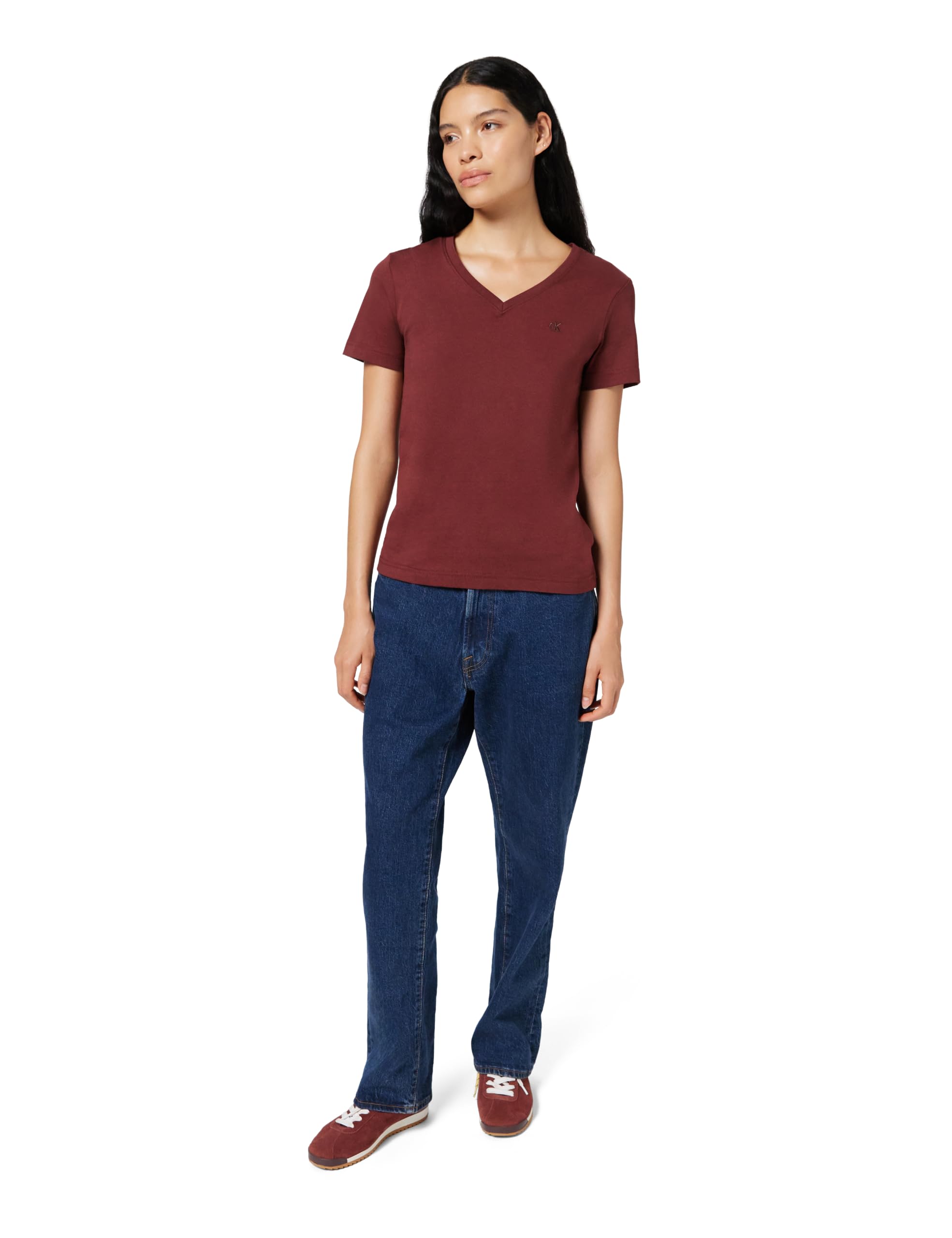 Calvin Klein Damen Archive Jersey VNK Tee EU LV047B205G Tees, RED (Mocha Moment), S, Rot (Mokka Moment), S