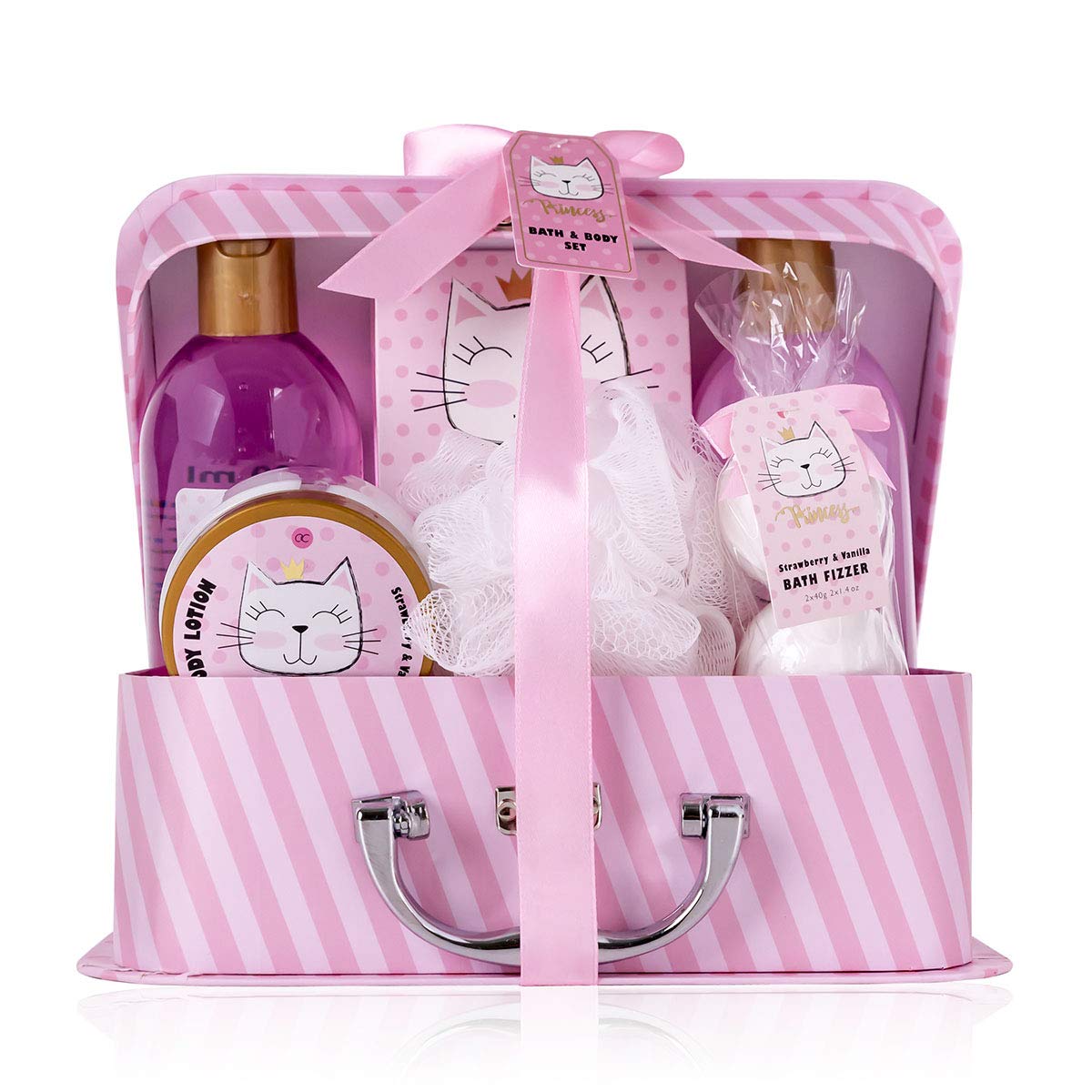 accentra Bath And Shower Set Princess Kitty For Teenagers And Girls, with A Sweet Strawberry & Vanilla Scent