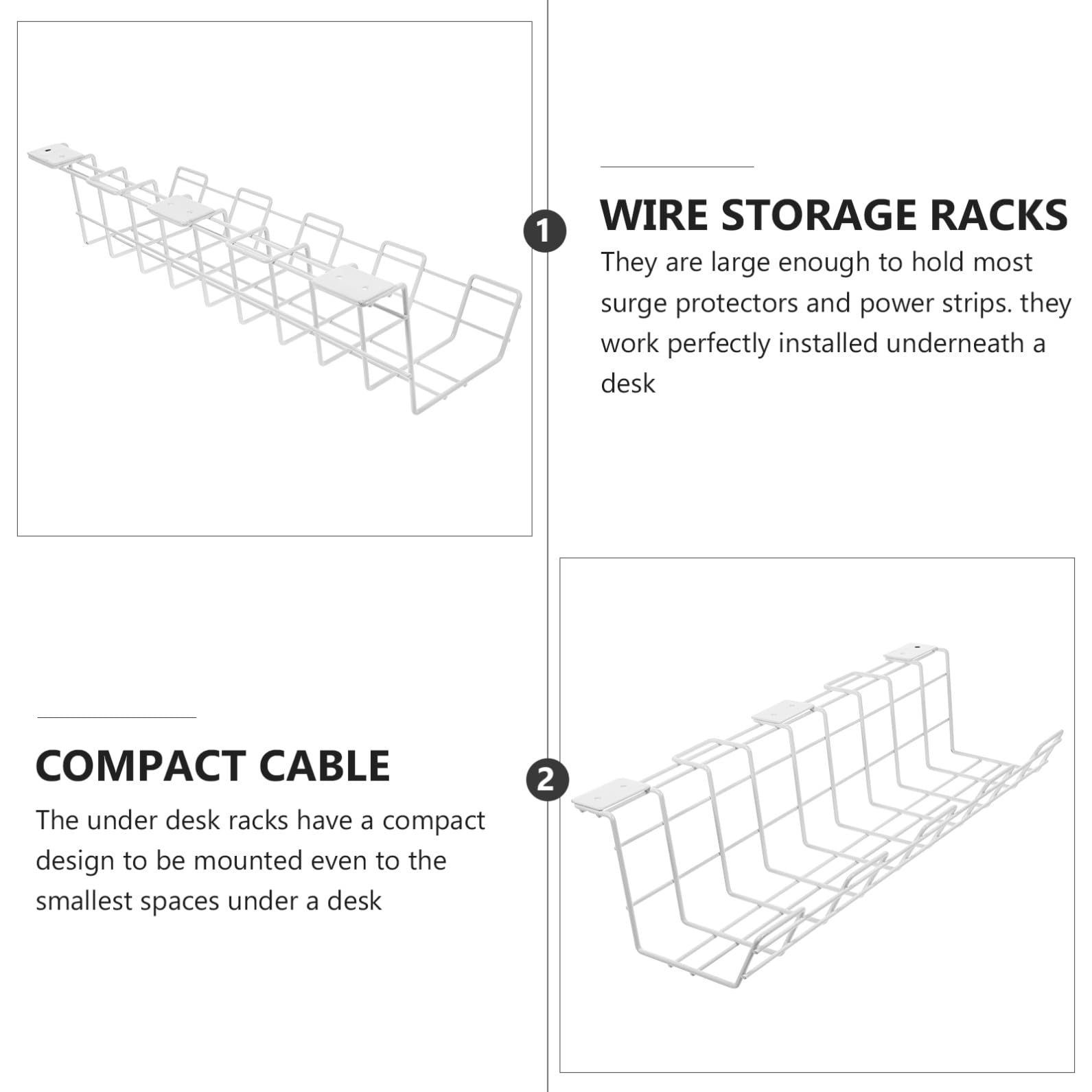 KOMBIUDA 2piezas Estante De Almacenamiento De Enchufes Organizadores De Cables para Debajo del Escritorio Material Resistente para Oficina Casa
