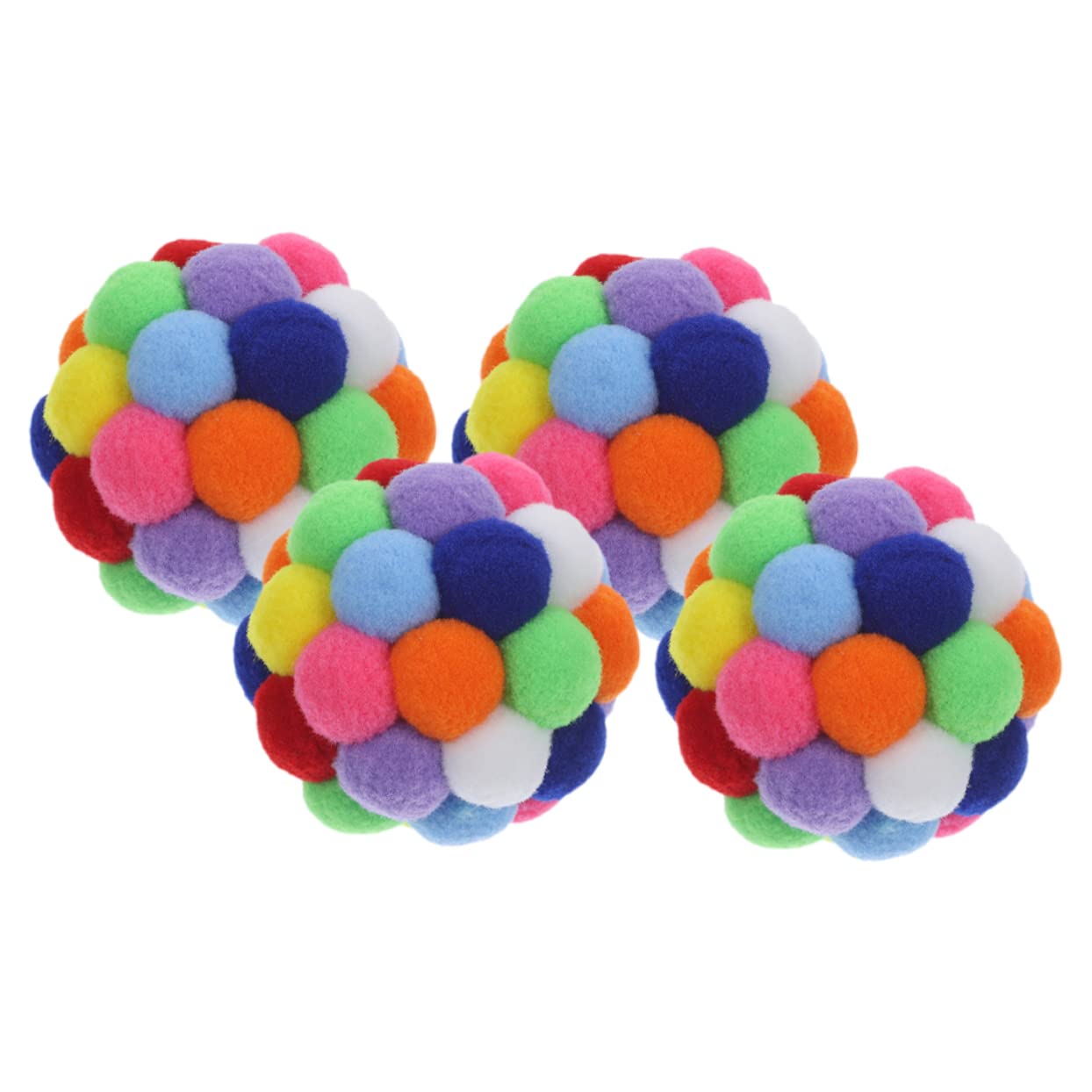 SUPVOX 4 Balles Jouets pour Chats D'intérieur en Peluche Interactive avec Clochette, 4pcs, pour Chatons, Stimule Le Jeu Griffage des Pattes
